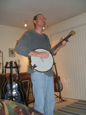 Odie on the banjo