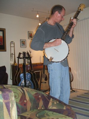 Odie wailin' on the banjo